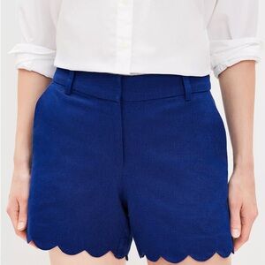 LOFT High Waist Blue Scalloped Hem Shorts NWT Sz 8